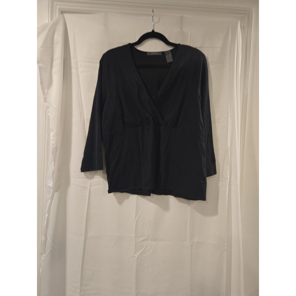 Liz Claiborne Vintage Y2K Black Faux Wrap V-Neck Top